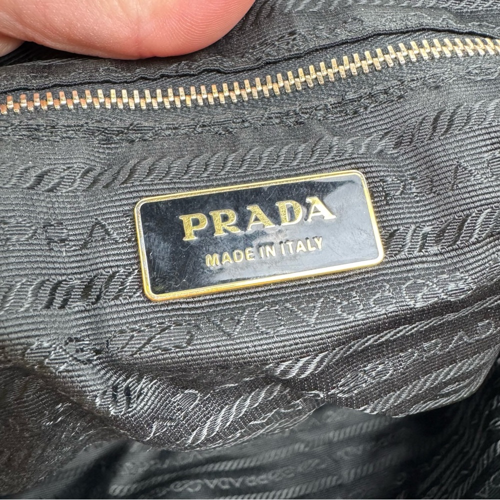 Vintage Prada Black Nylon Leather Trim Zip Tote Bag w/ Lock & Key - Picture 13 of 16